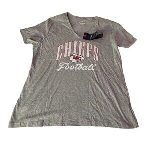 Kansas City Chiefs Fanatics Womens XL Gray V Neck T Shirt NFL Football NWT